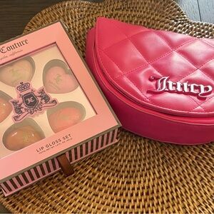 Juicy Couture Vibrant Pink Quilted Bag with Lip Gloss Set
